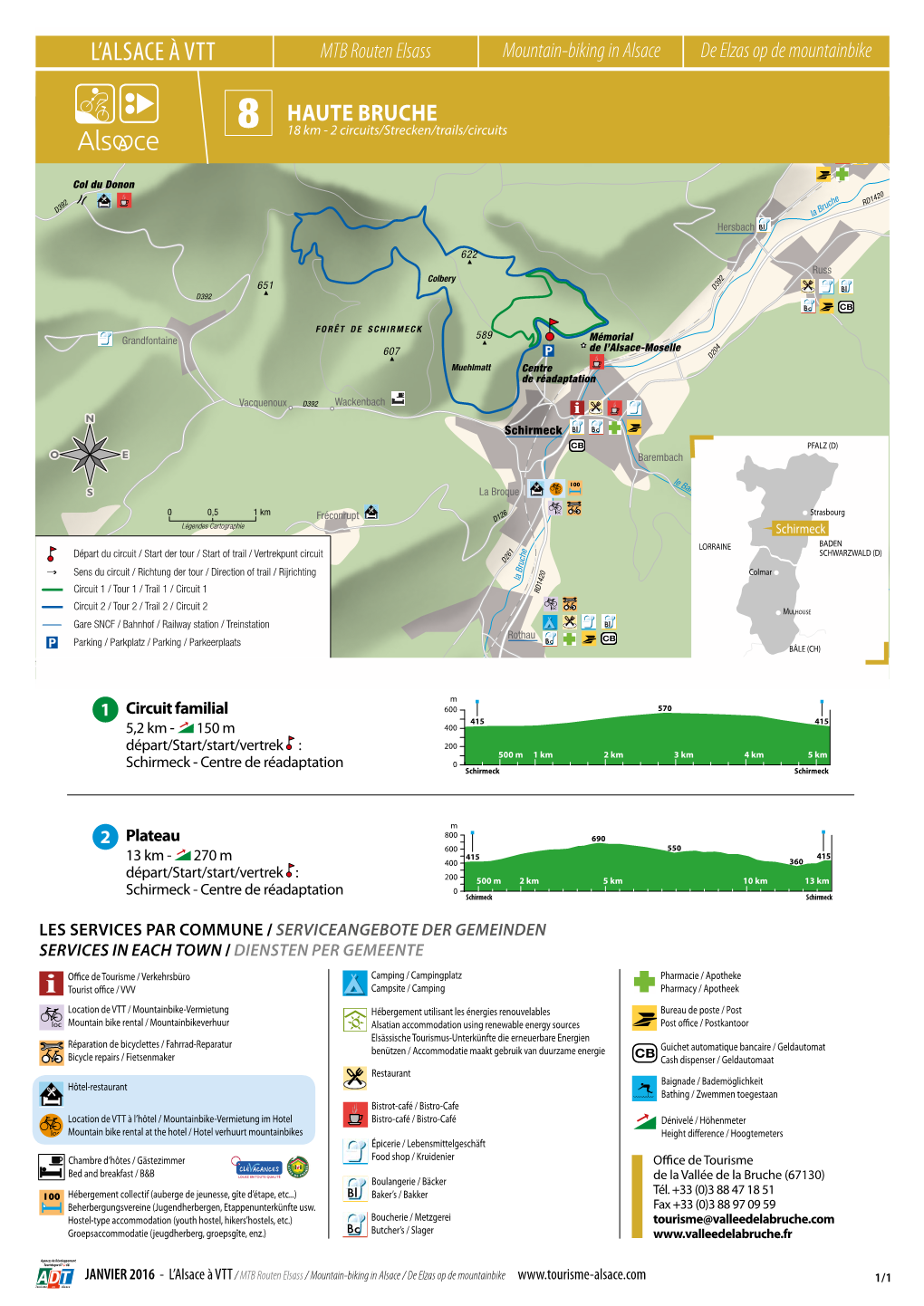 HAUTE BRUCHE 8 18 Km - 2 Circuits/Strecken/Trails/Circuits Le Donon Wisches D993 1 008 Bl