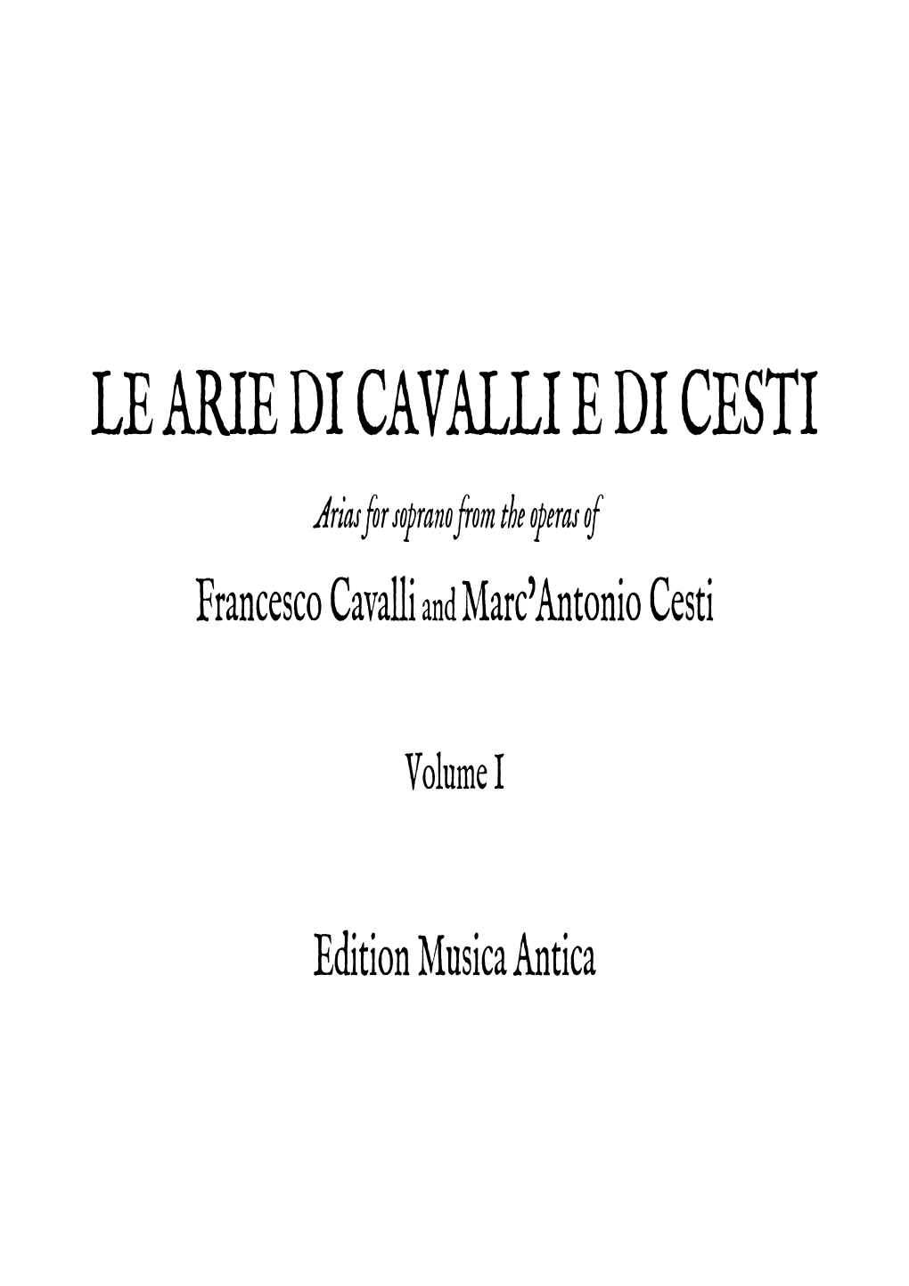 Le Arie Di Cavalli E Di Cesti