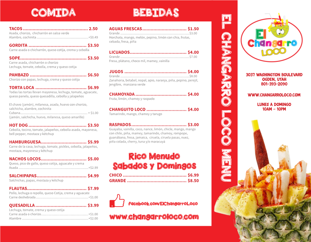 El Changarro Loco Menu