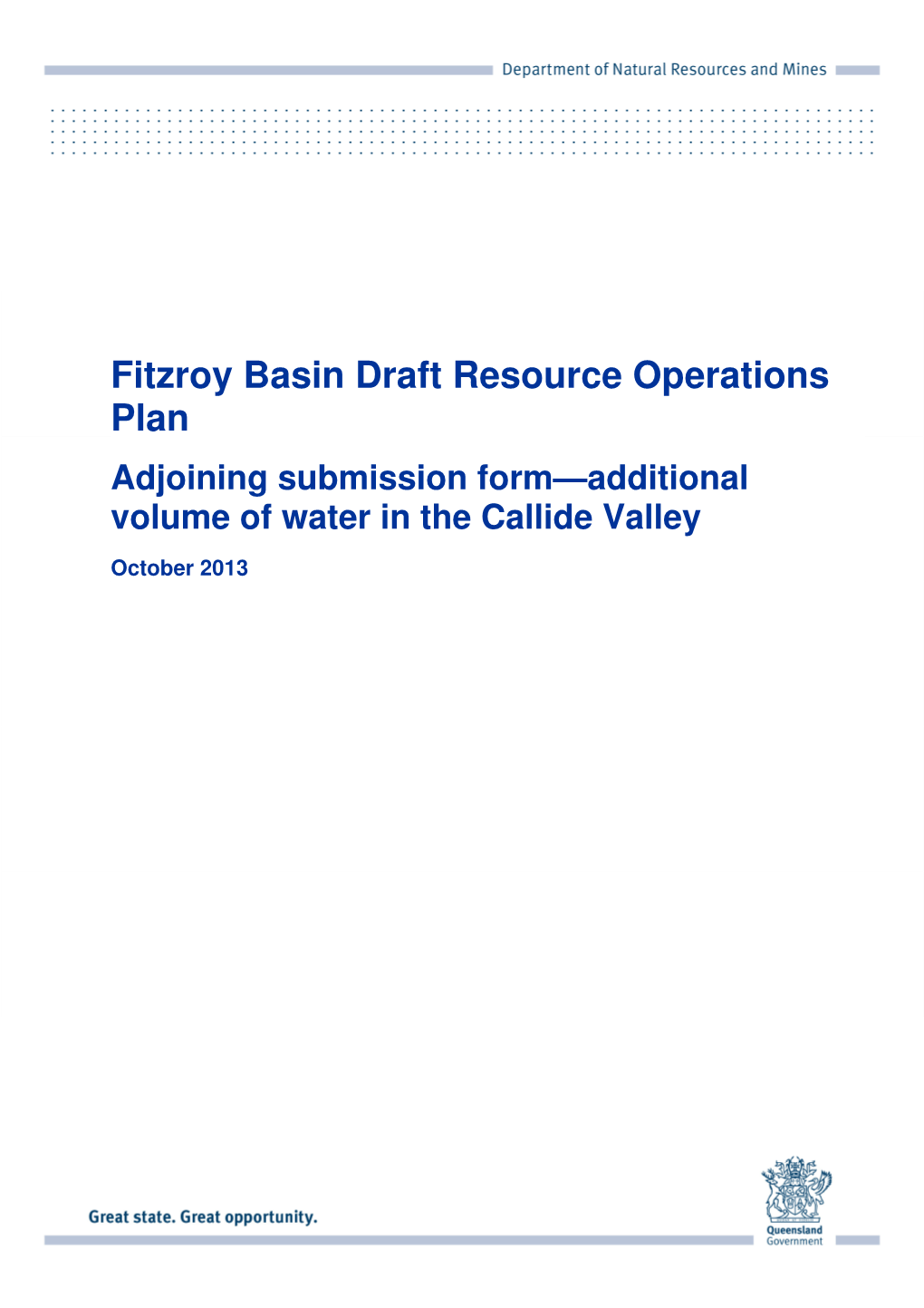 Fitzroy Basin Draft Resource Operations Plan