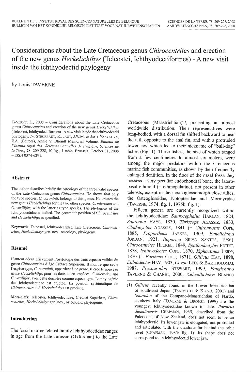 Teleostei, Ichthyodectiformes) - a New Visit Inside the Ichthyodectid Phylogeny