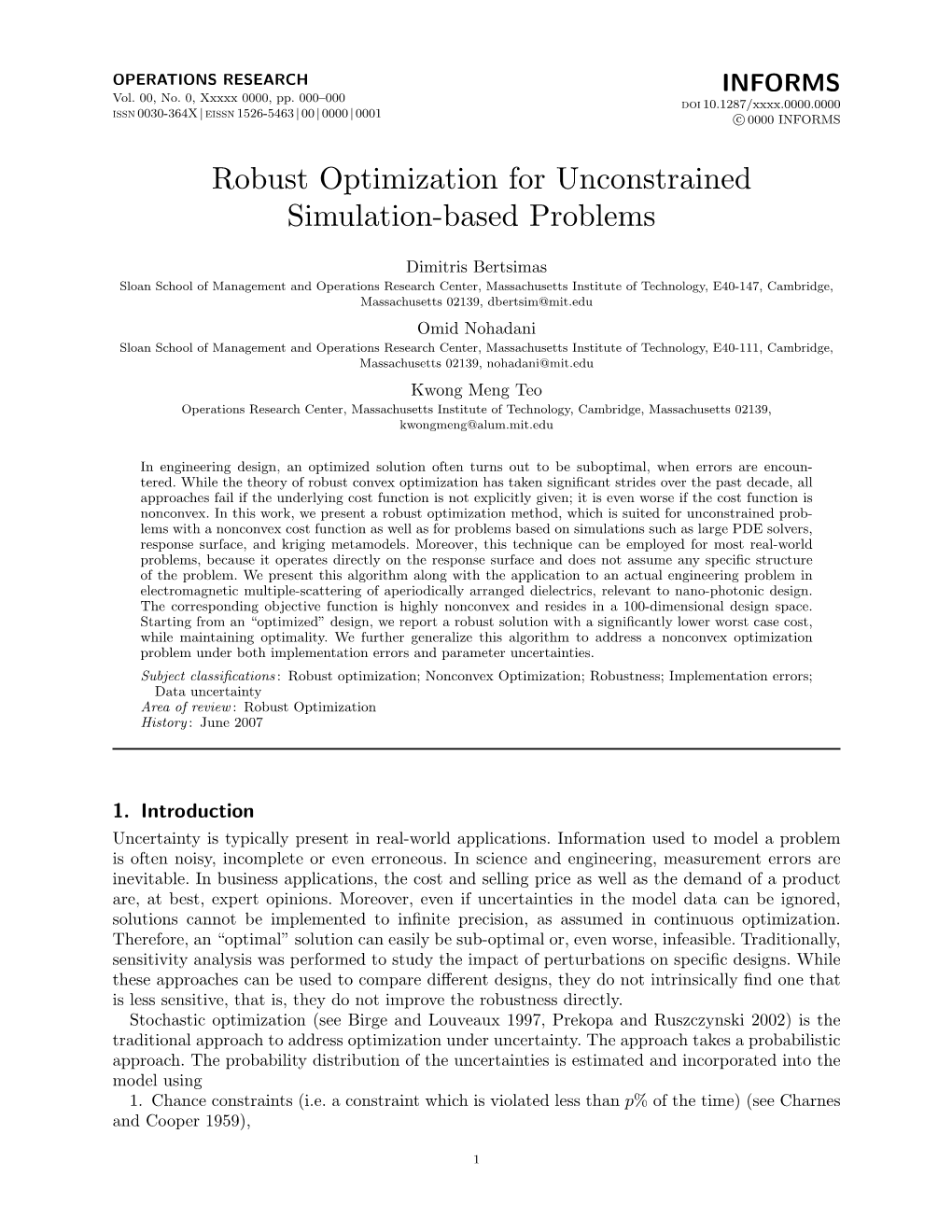 Robust Nonconvex Optimization for Simulation Based Problems