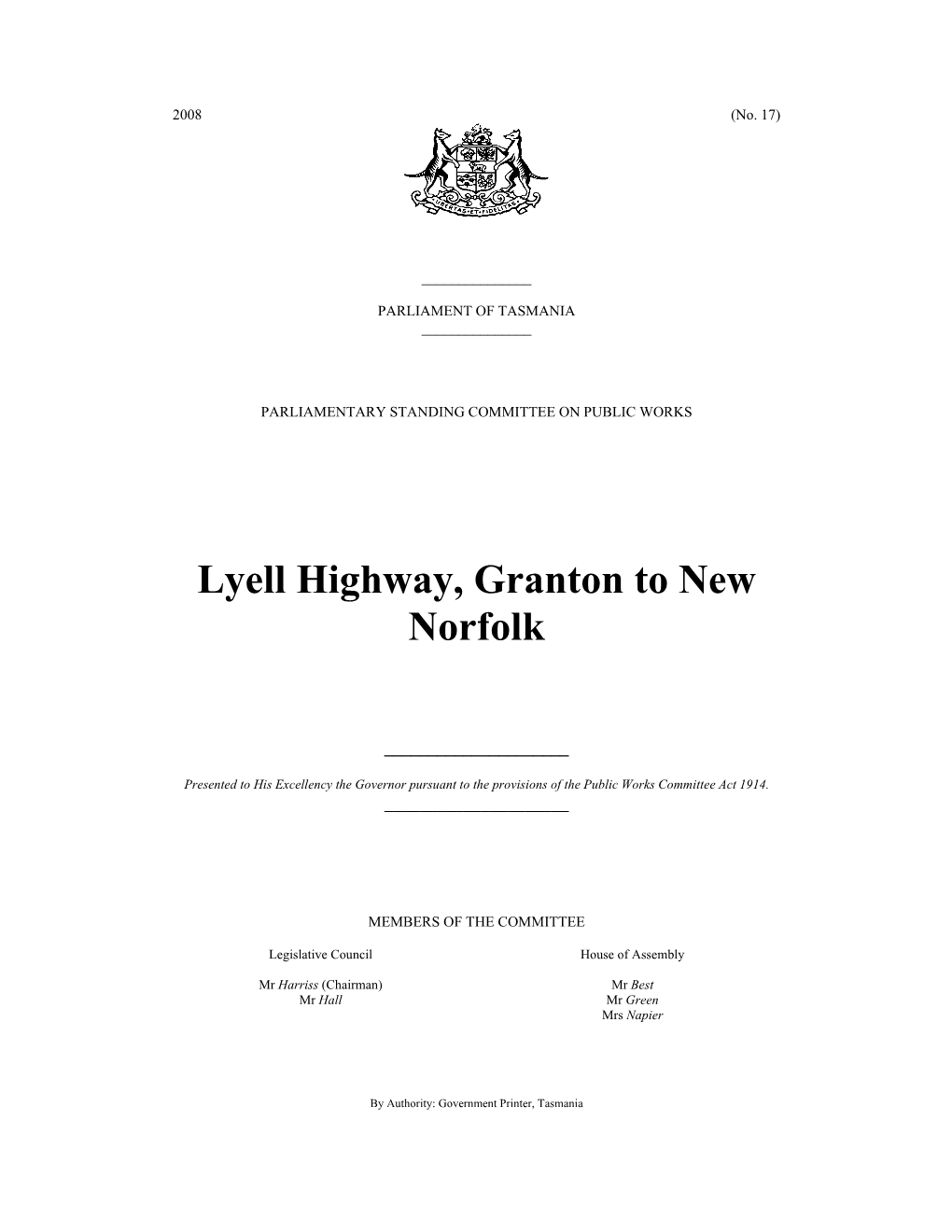 Lyell Highway, Granton to New Norfolk