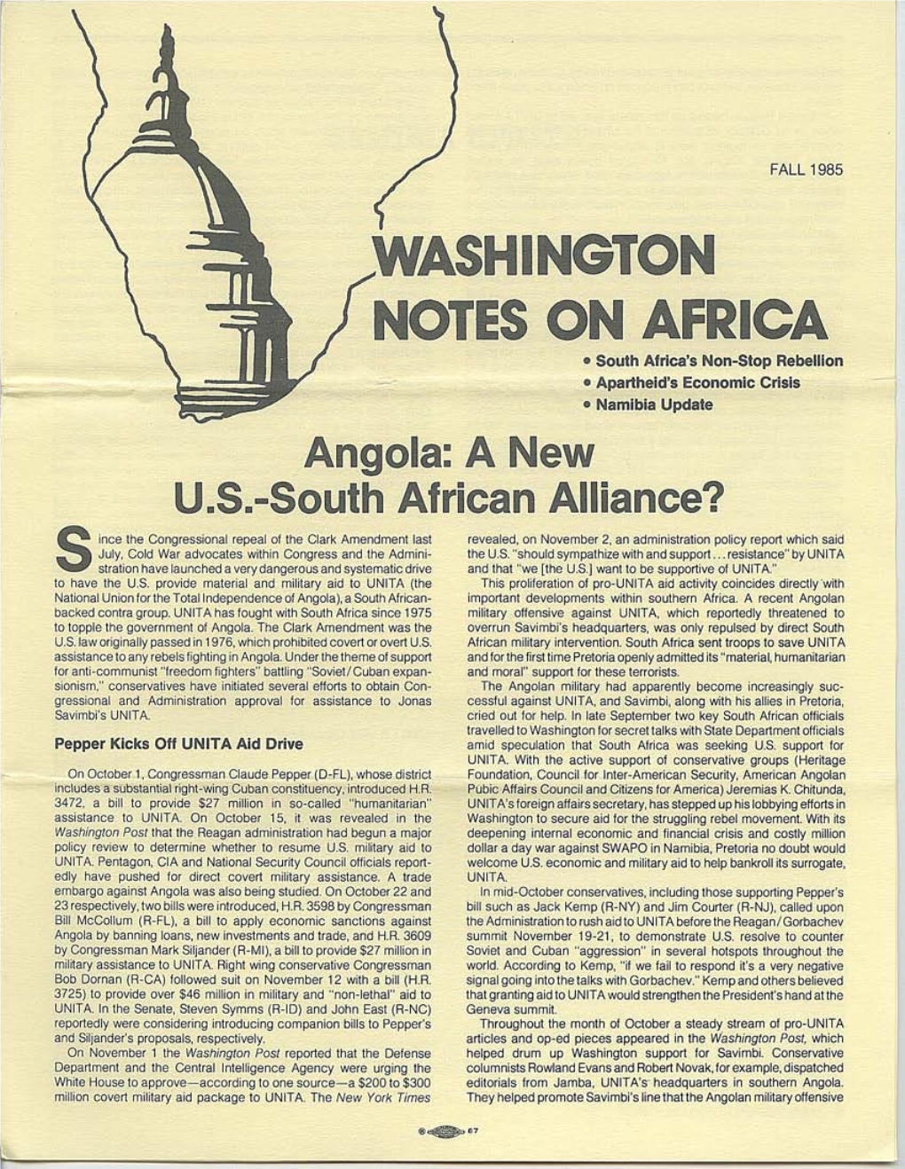 WASHINGTON NOTES on AFRICA • South Alrlca's Non-Stop Rebellion • Apartheid'