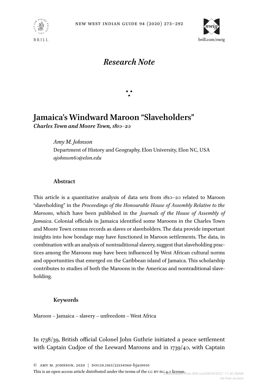 Researchnote Jamaica'swindward Maroon