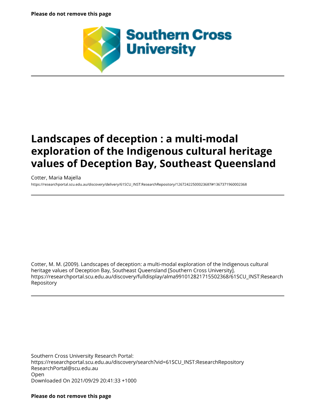 A Multi-Modal Exploration of the Indigenous Cultural Heritage Values of Deception Bay, Southeast Queensland