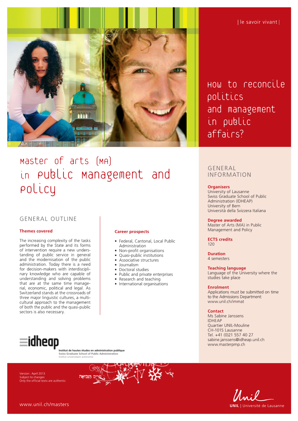 In Public Management and Policy