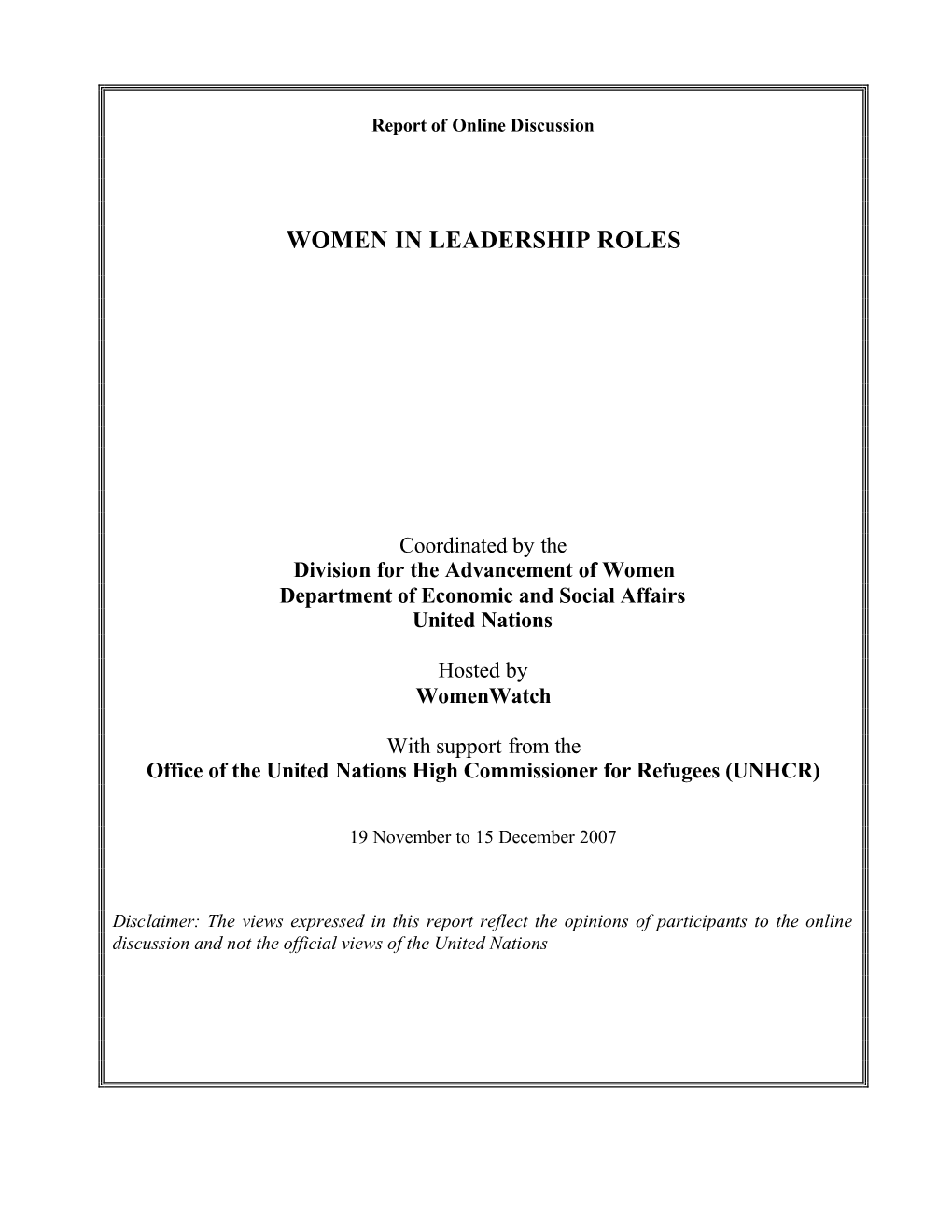 Online Women in Leadership Final Report 2009 Rev SC Feb 26 No Track Rev2