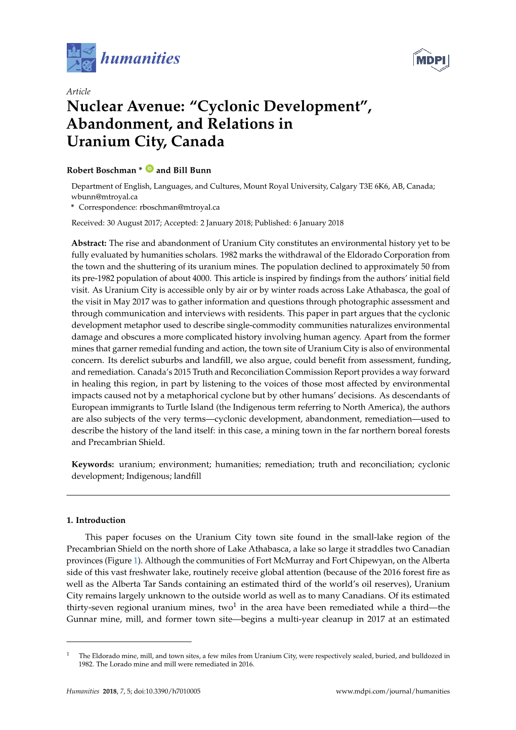 Cyclonic Development”, Abandonment, and Relations in Uranium City, Canada