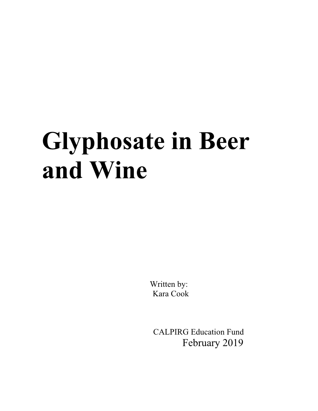 Glyphosate in Beer and Wine