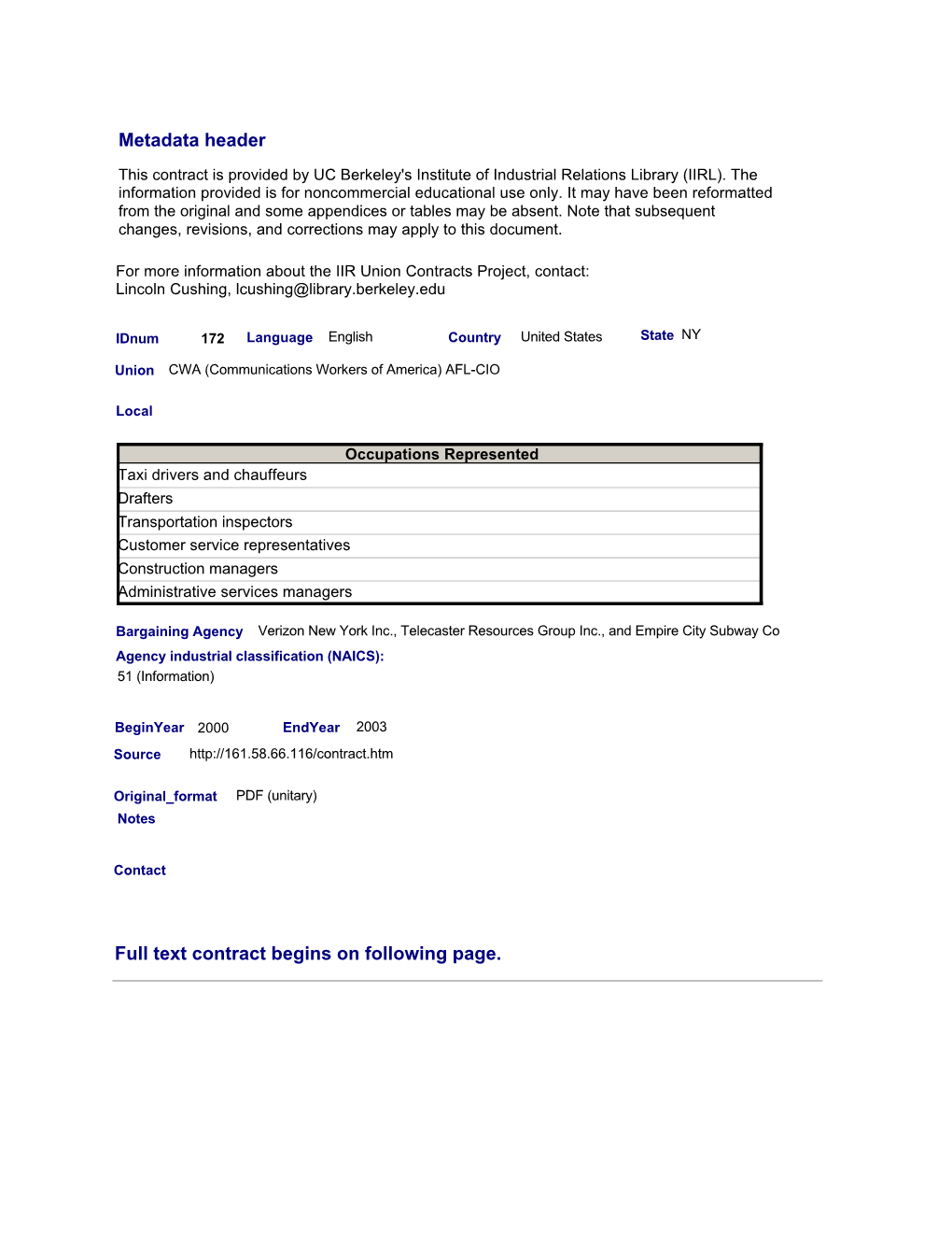 Full Text Contract Begins on Following Page. Metadata Header