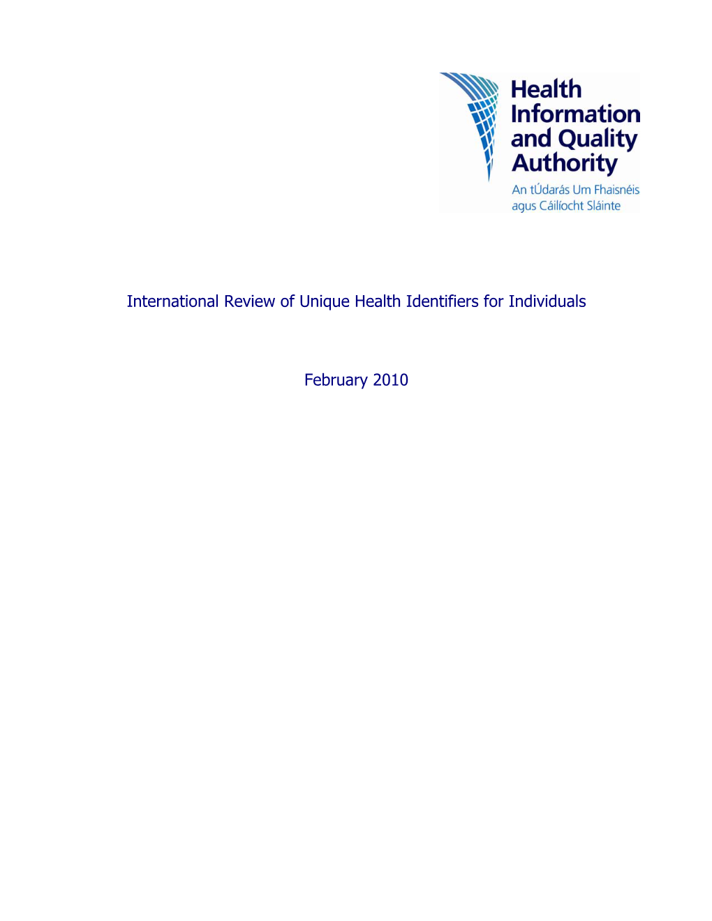 International Review of Unique Health Identifiers for Individuals