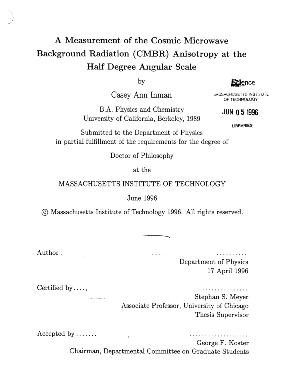 A Measurement of the Cosmic Microwave Background Radiation (CMBR) Anisotropy at the Half Degree Angular Scale