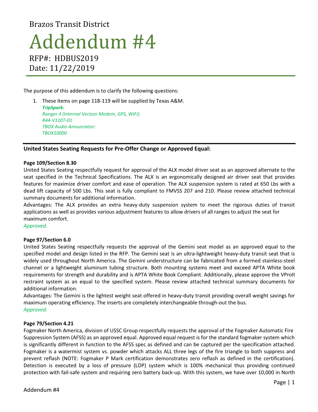 Addendum #4 RFP#: HDBUS2019 Date: 11/22/2019