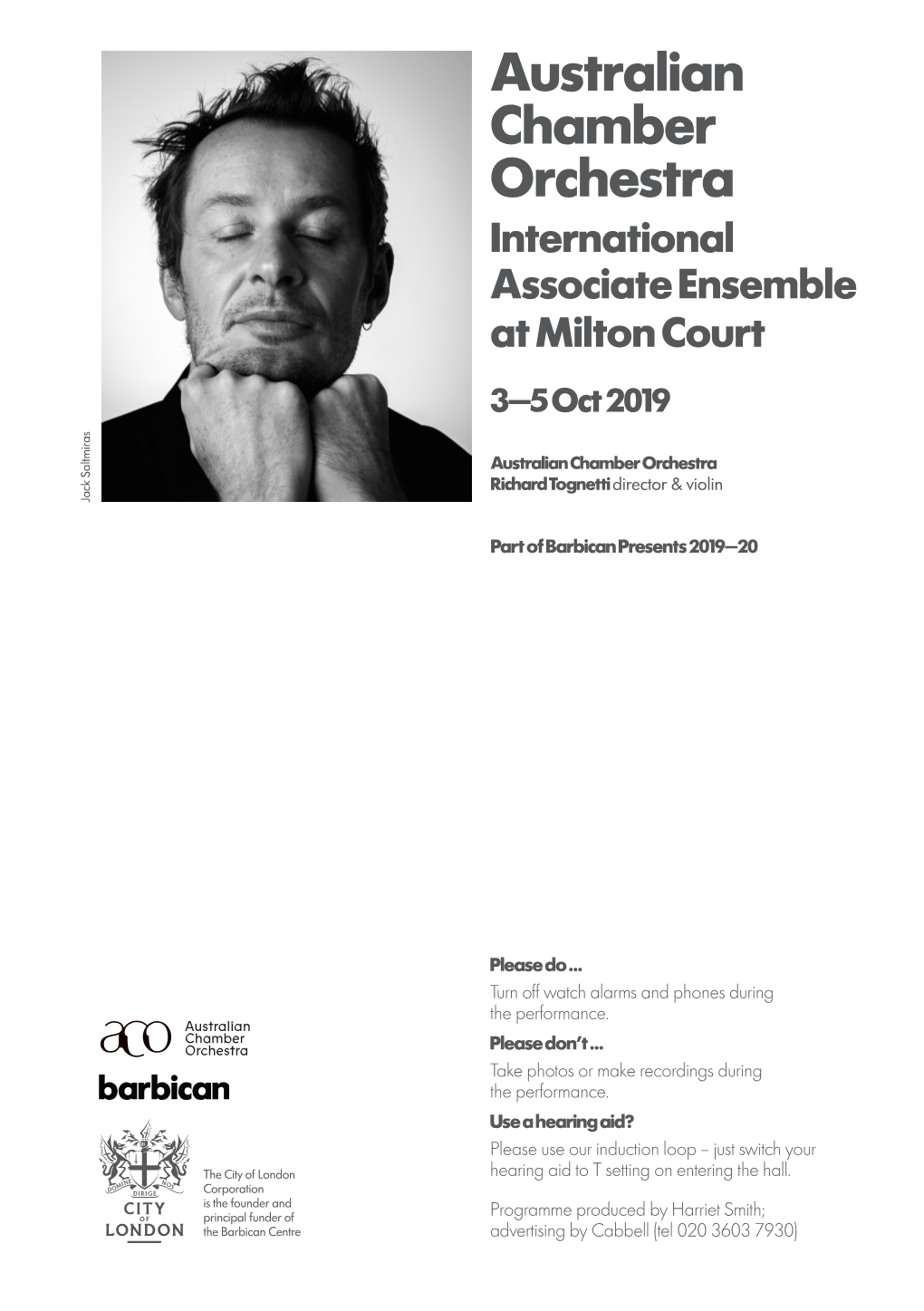 Australian Chamber Orchestra International Associate Ensemble at Milton Court 3–5 Oct 2019