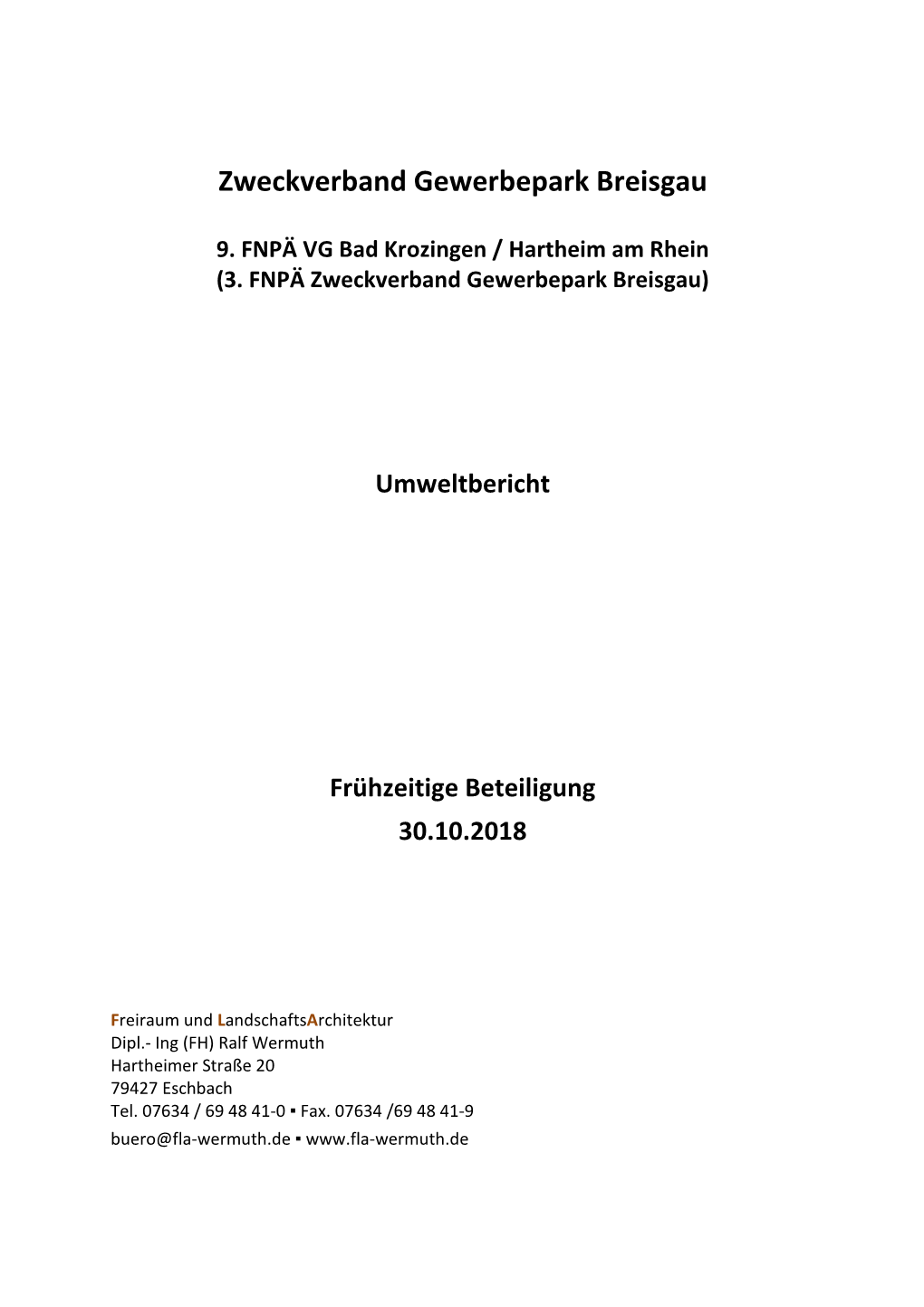 Umweltbericht 3. FNPÄ Zweckverband Gewerbepark Breisgau