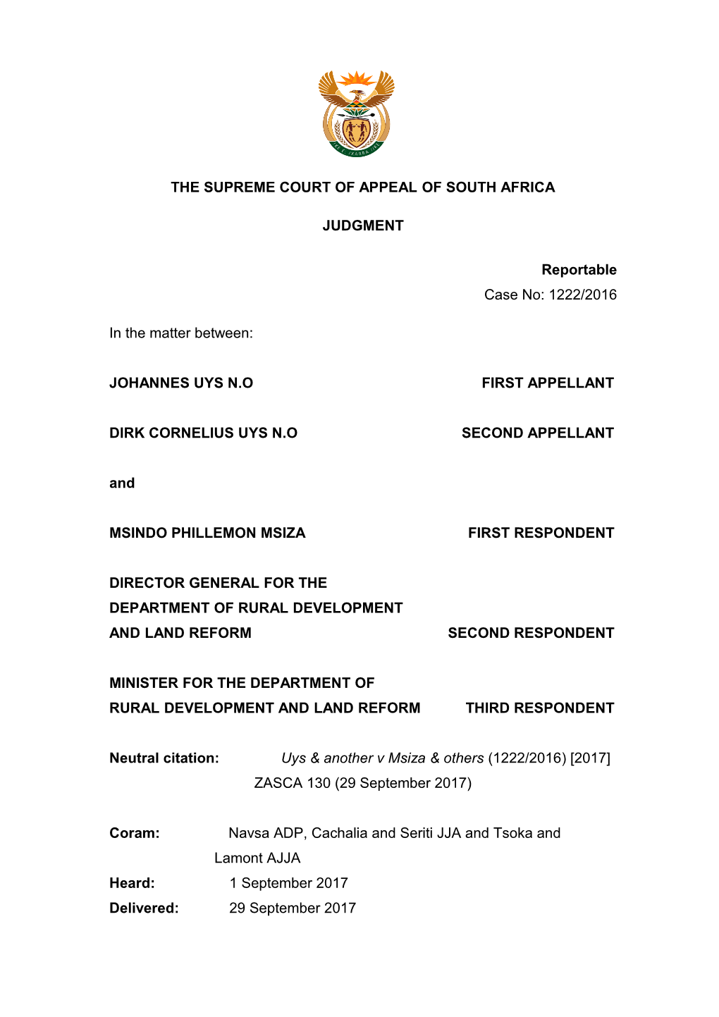 The Supreme Court of Appeal of South Africa s23