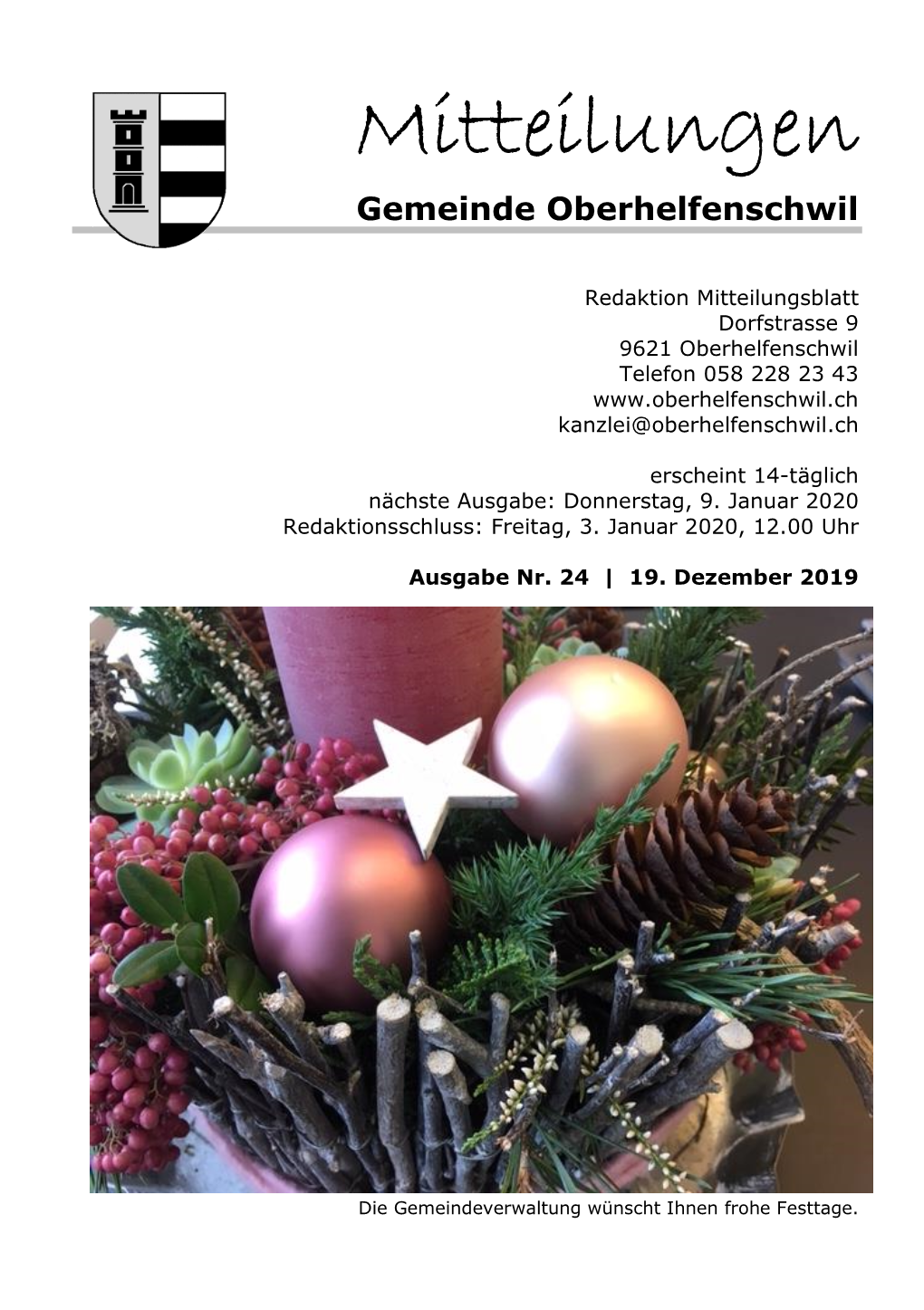 Mitteilungen Gemeinde Oberhelfenschwil