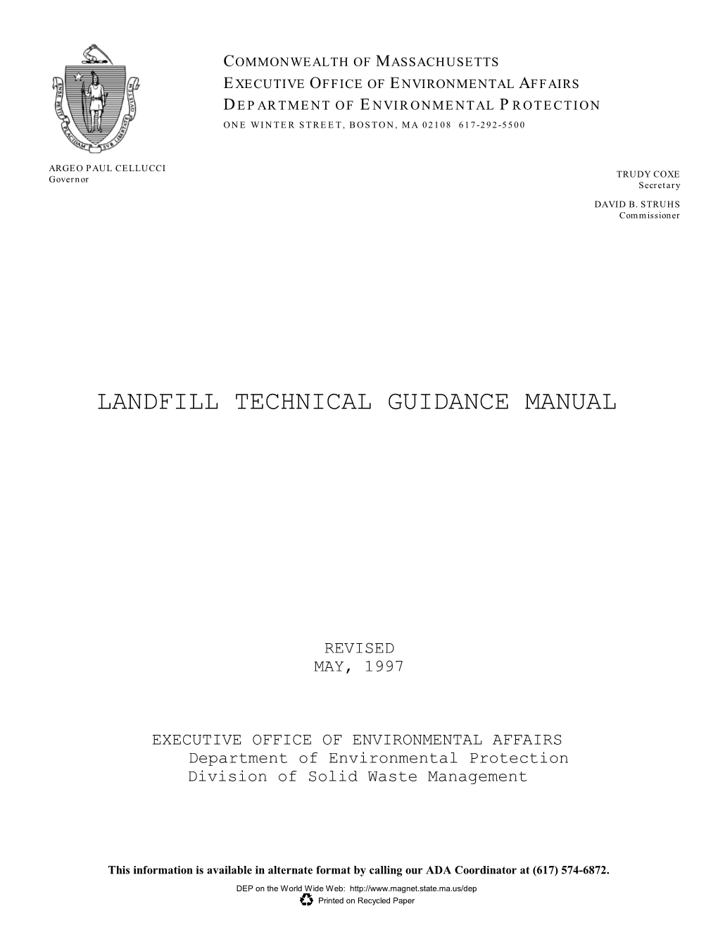 Landfill Technical Guidance Manual