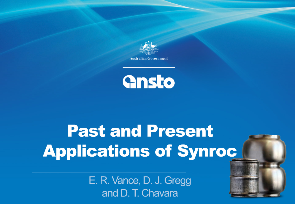 Past and Present Applications of Synroc