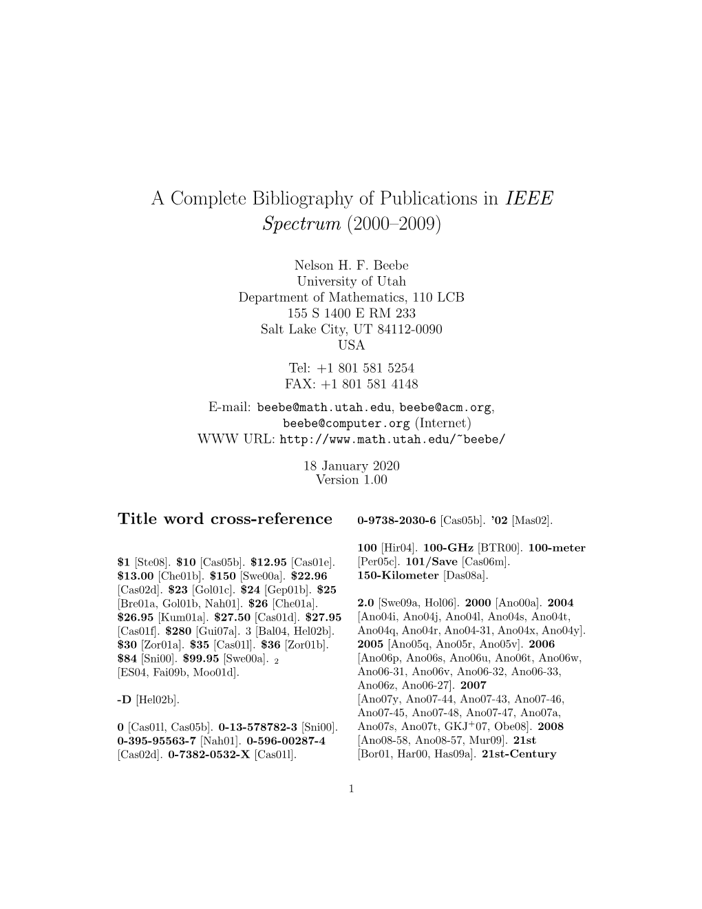 IEEE Spectrum (2000–2009)