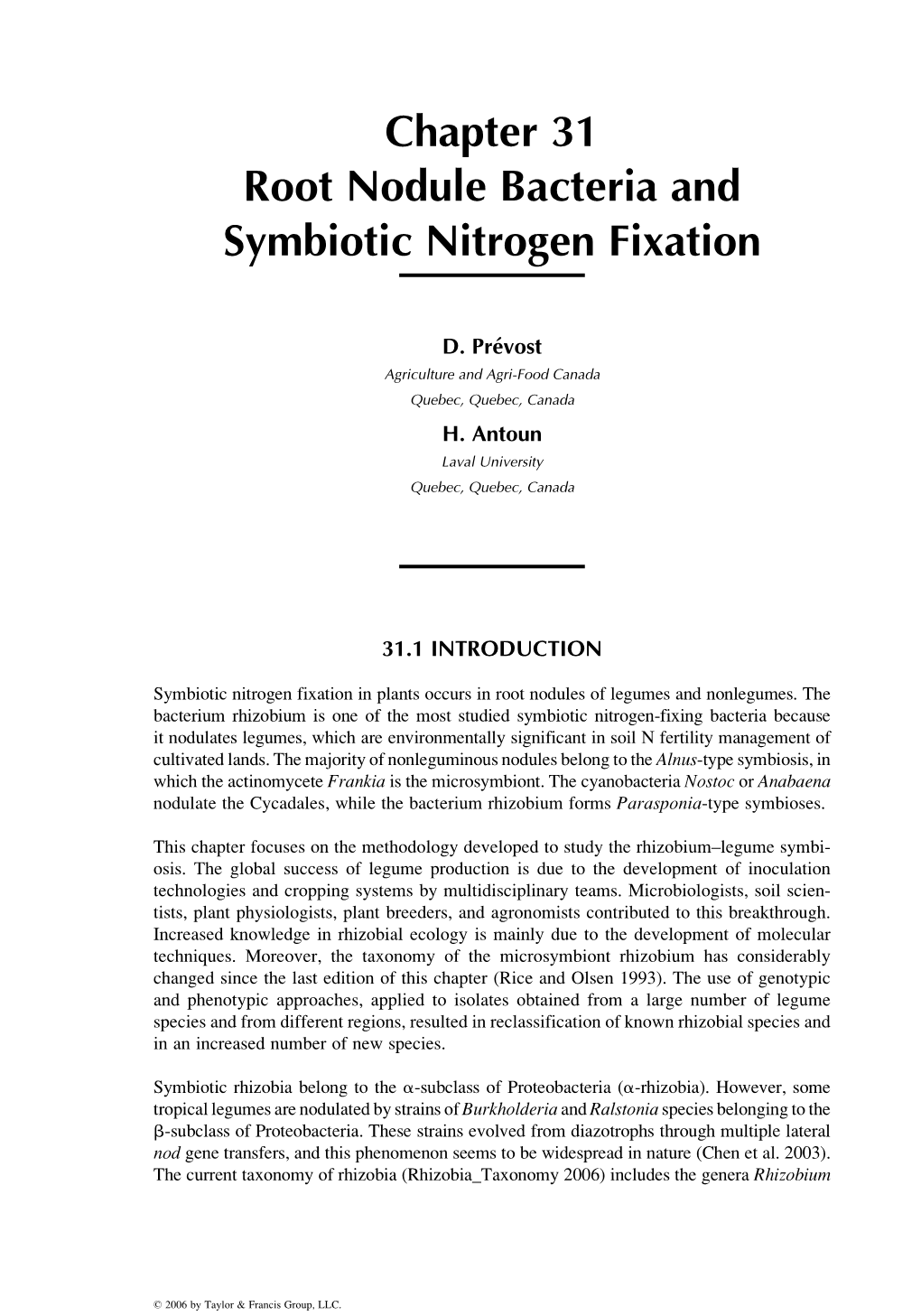 Chapter 31 Root Nodule Bacteria and Symbiotic Nitrogen Fixation