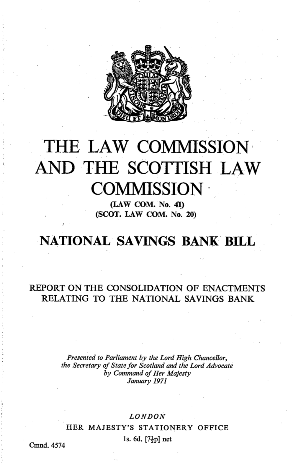 National Savings Bank Bill: Report on The