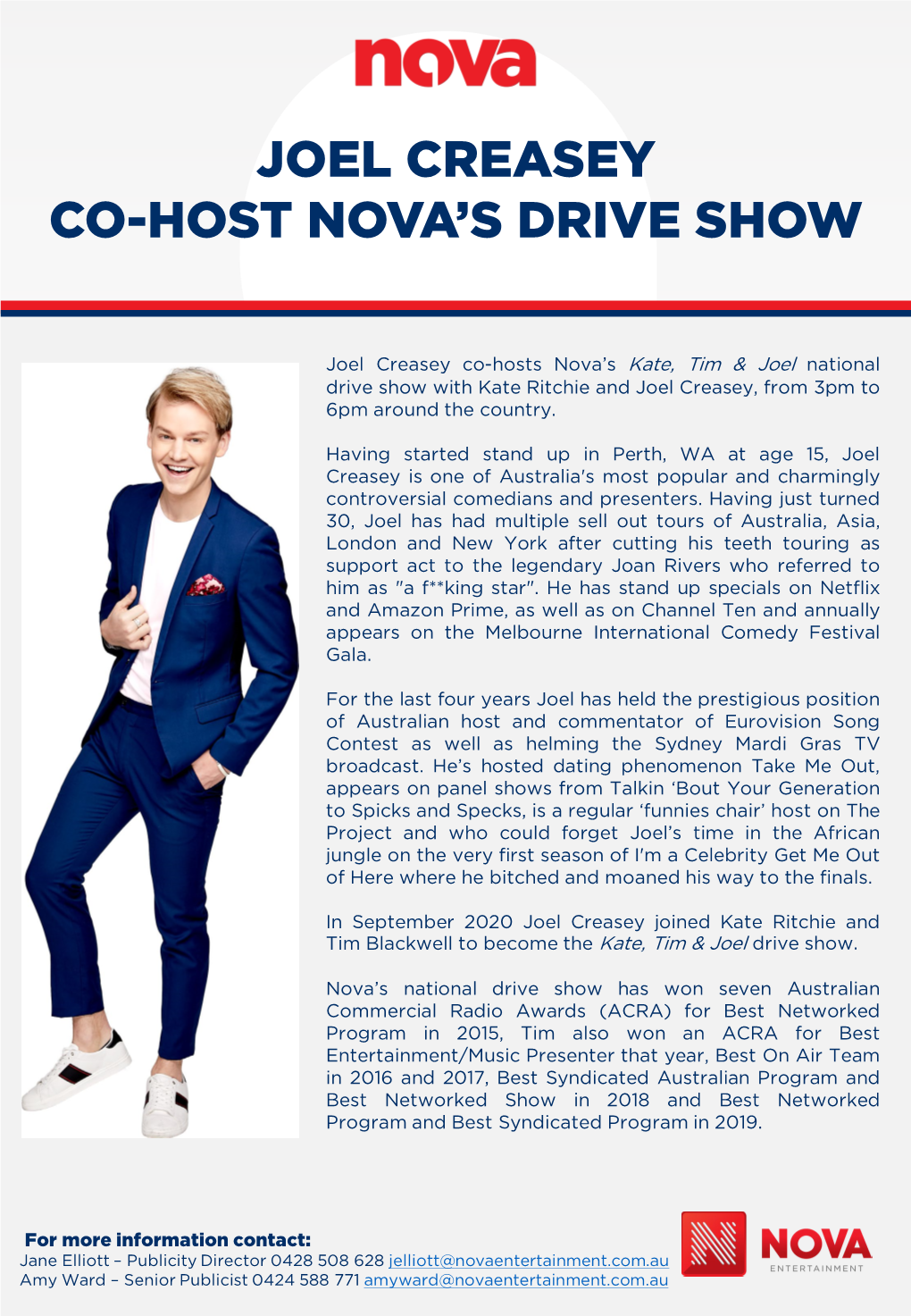 Joel Creasey Co-Host Nova's Drive Show