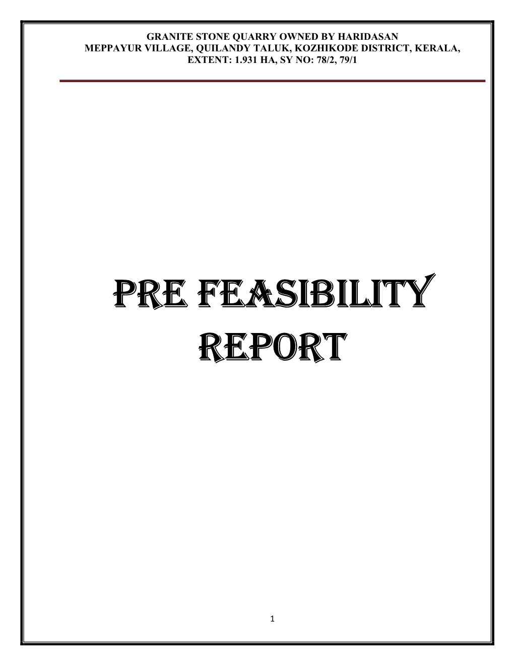 Pre Feasibility Report