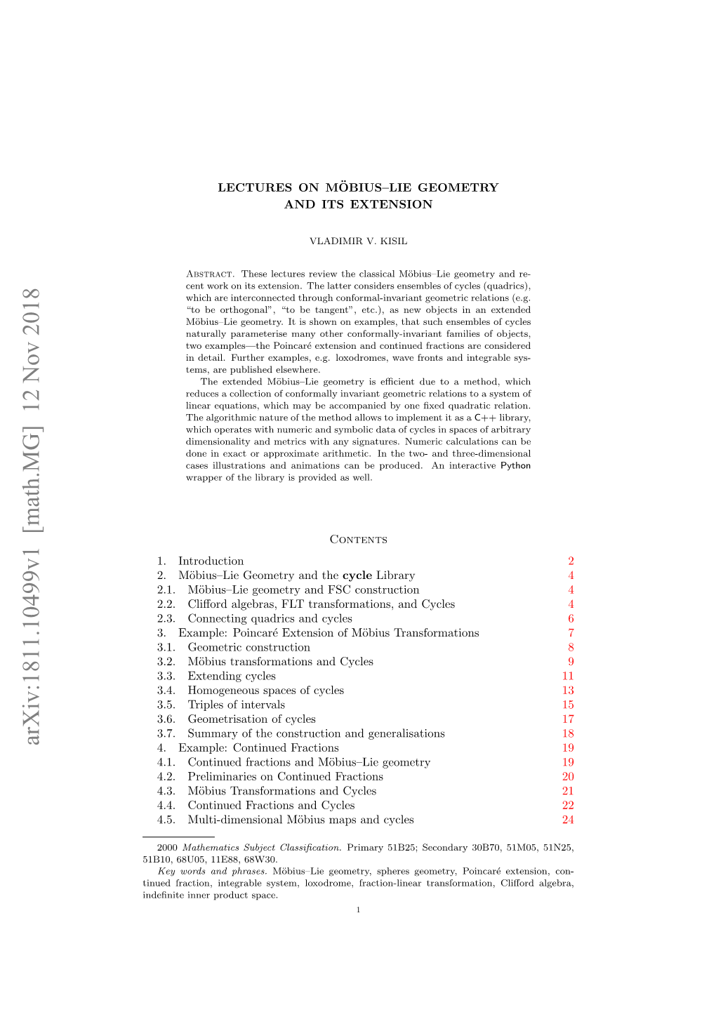 Lectures on Moebius-Lie Geometry and Its Extension