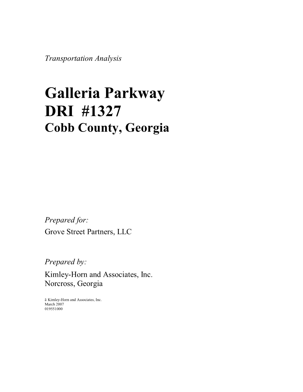 Galleria Parkway DRI #1327 Cobb County, Georgia