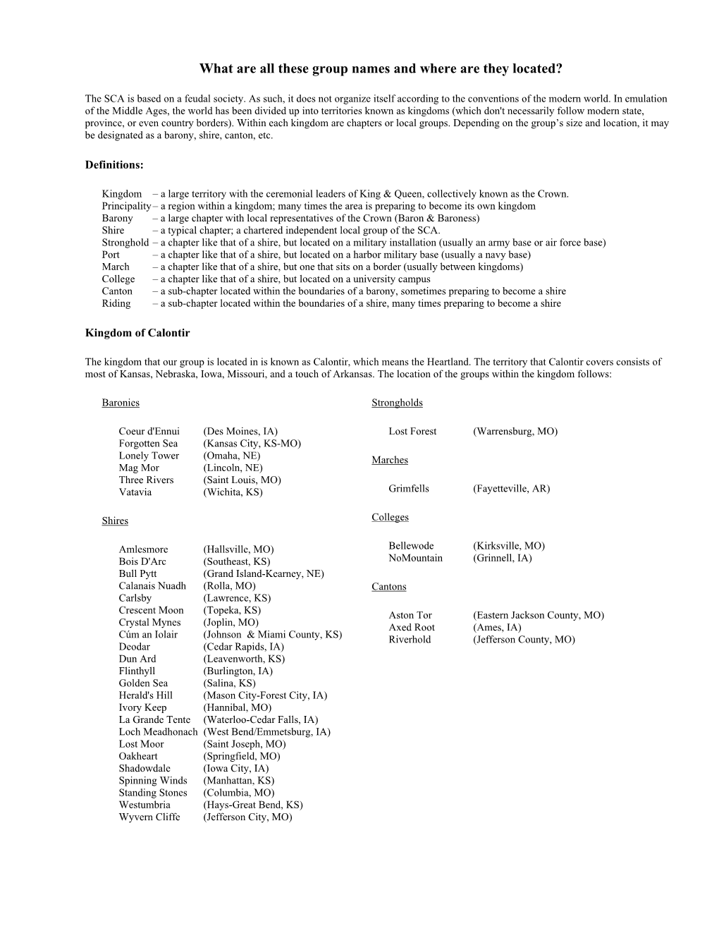 General SCA Terms