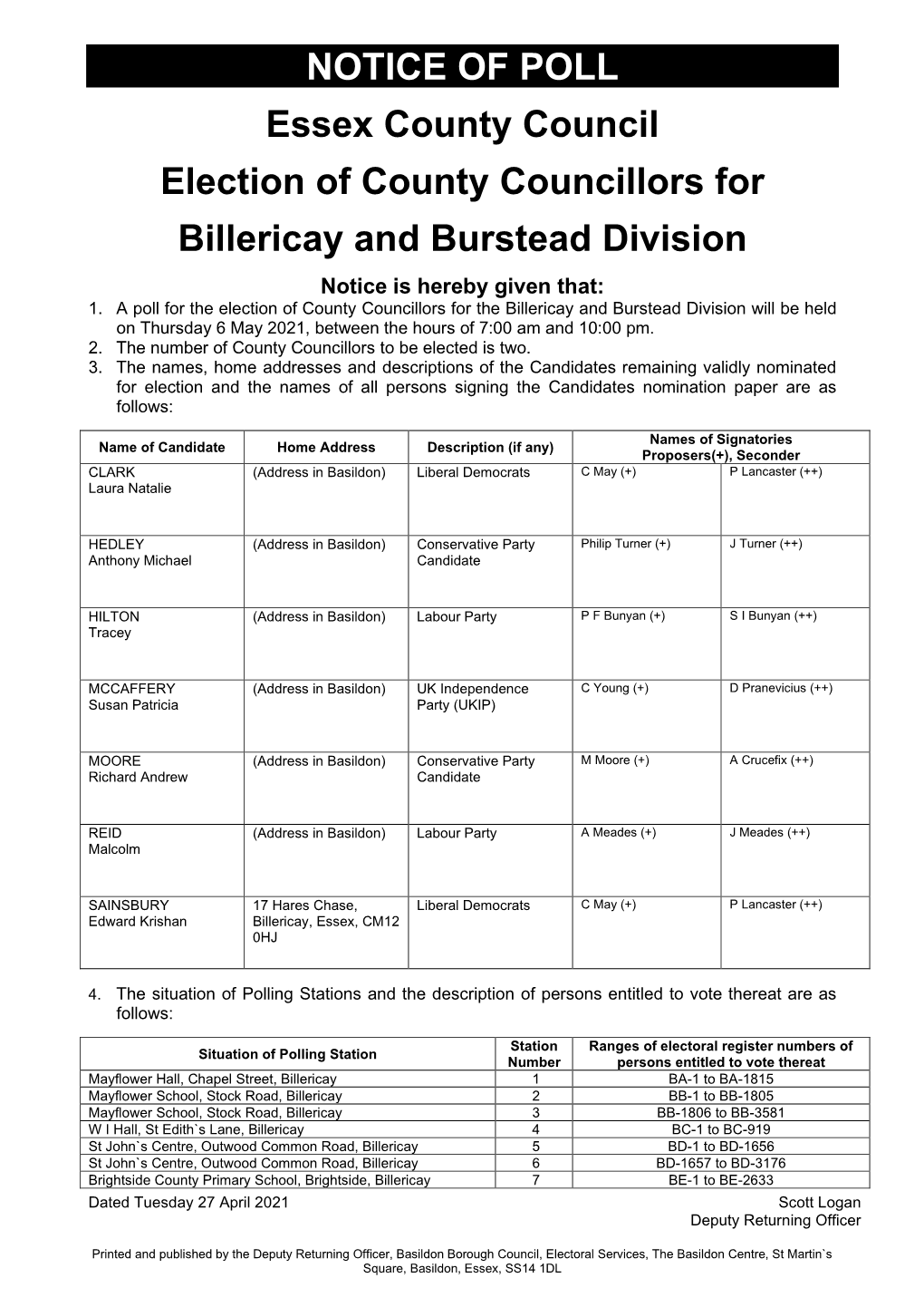 Notice of Poll