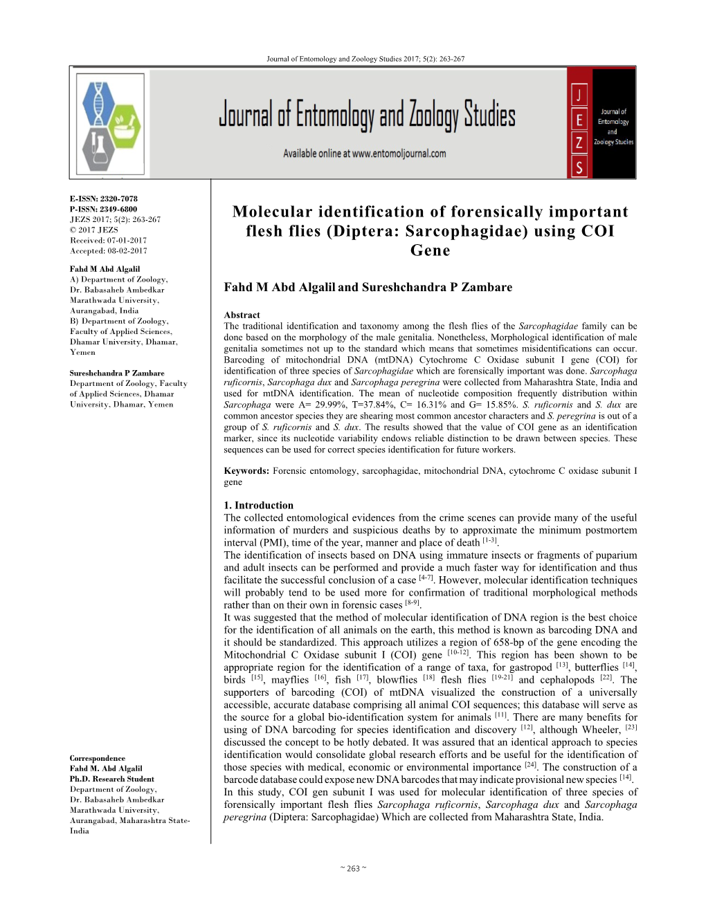 Molecular Identification of Forensically Important Flesh Flies