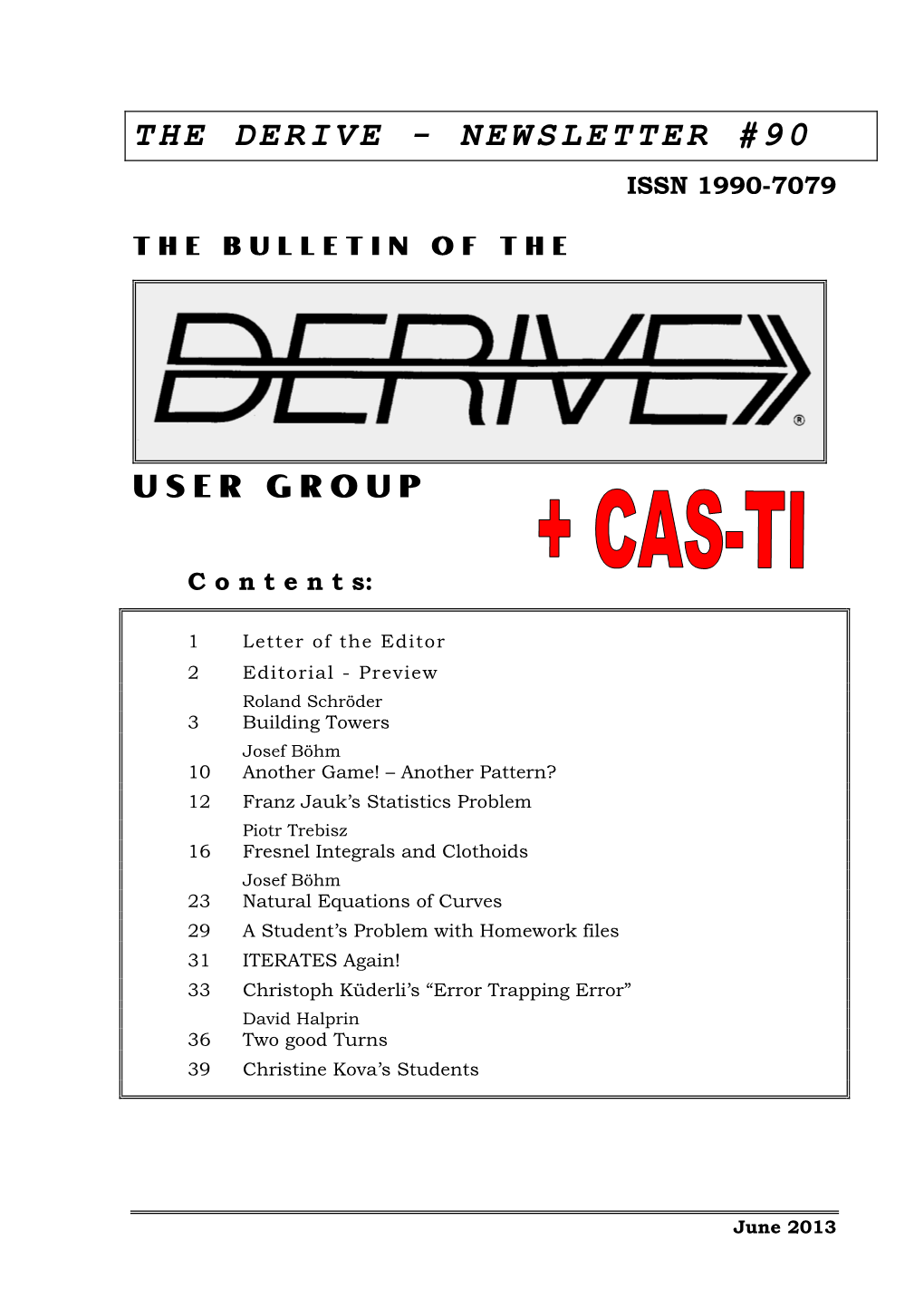 The Derive - Newsletter #90 Issn 1990-7079