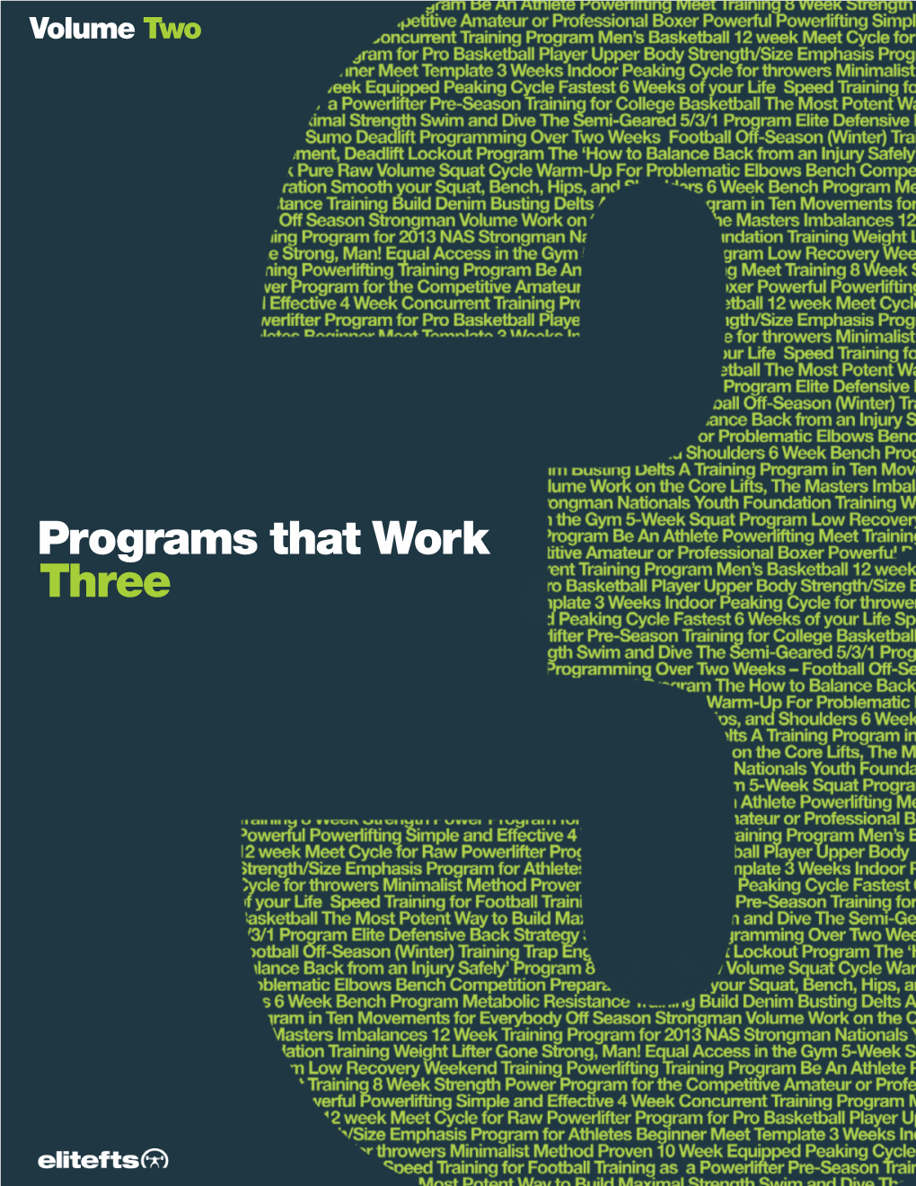 Programs That Work Three PROGRAMS THAT WORK 3 VOL