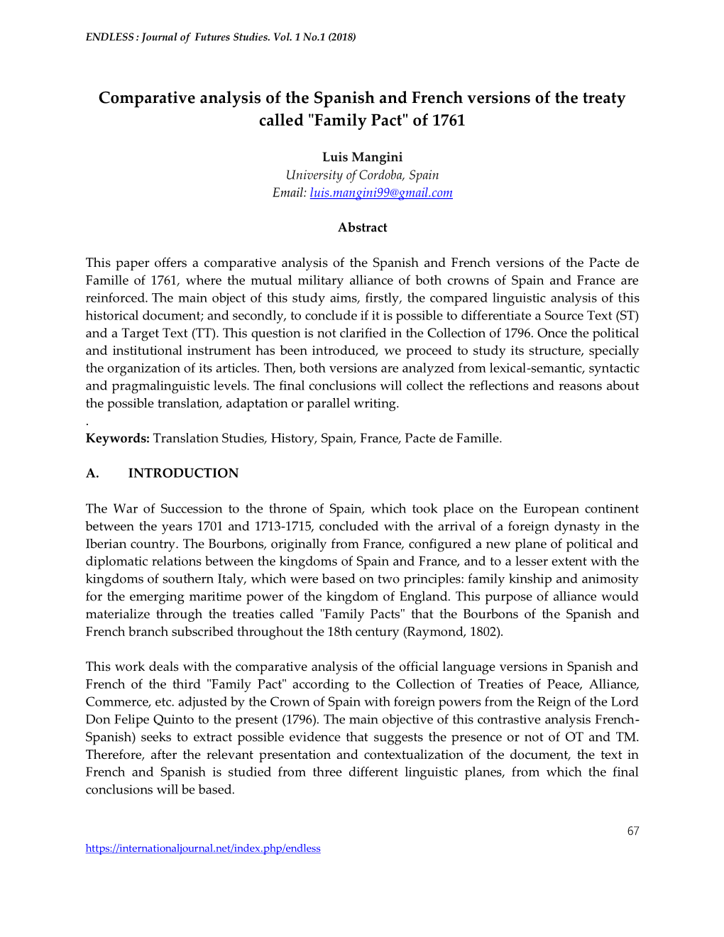 Comparative Analysis of the Spanish and French Versions of the Treaty Called 