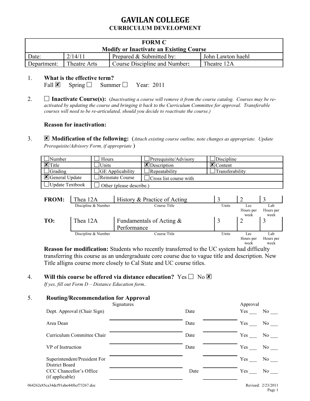 Course Discipline and s13