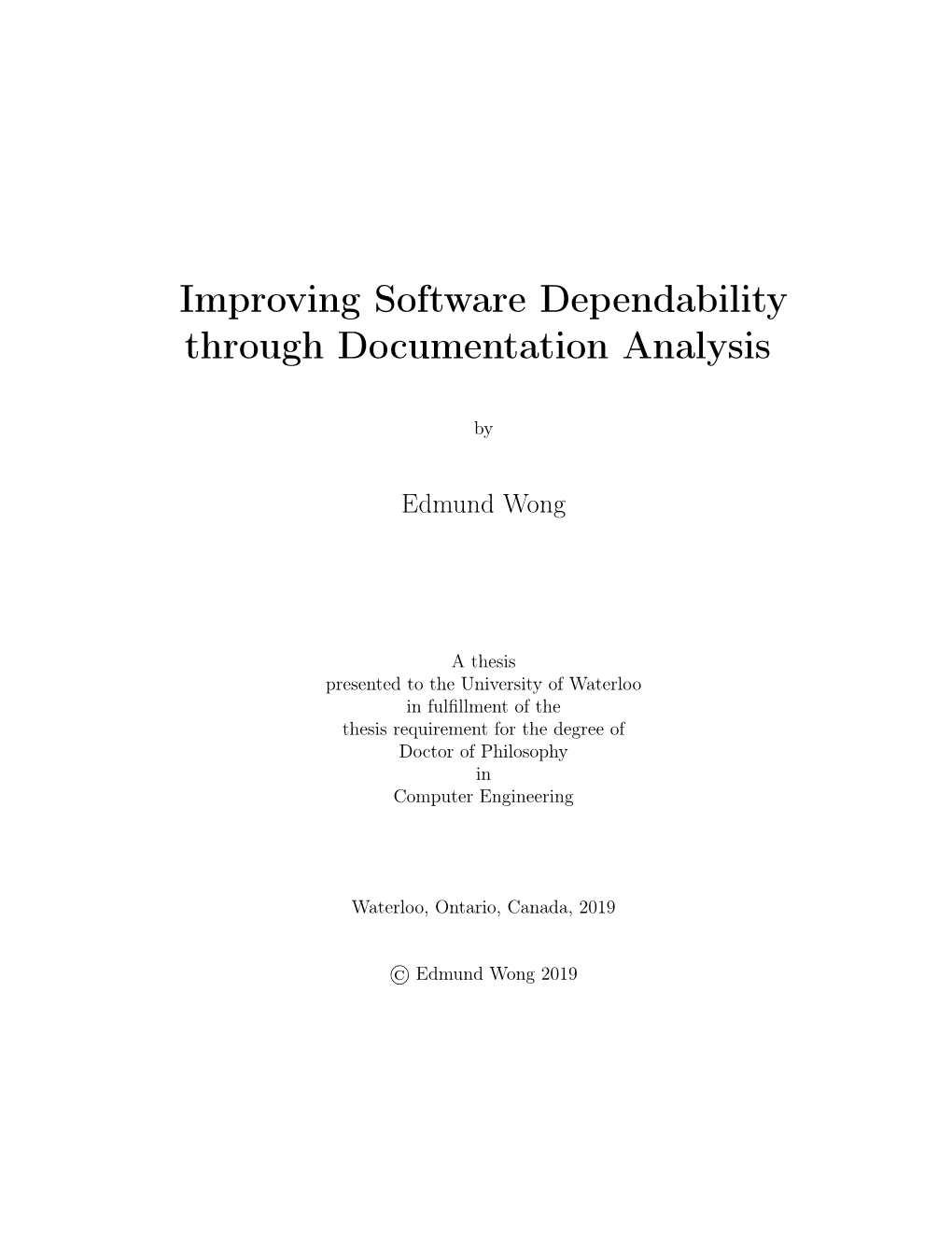 Improving Software Dependability Through Documentation Analysis