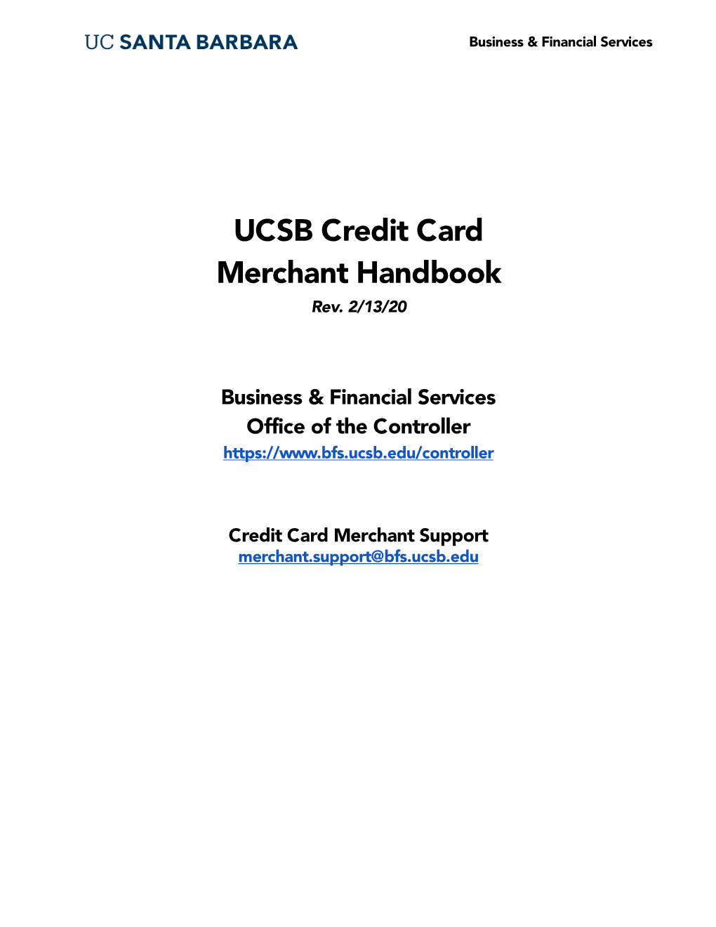 UCSB Credit Card Merchant Handbook Rev