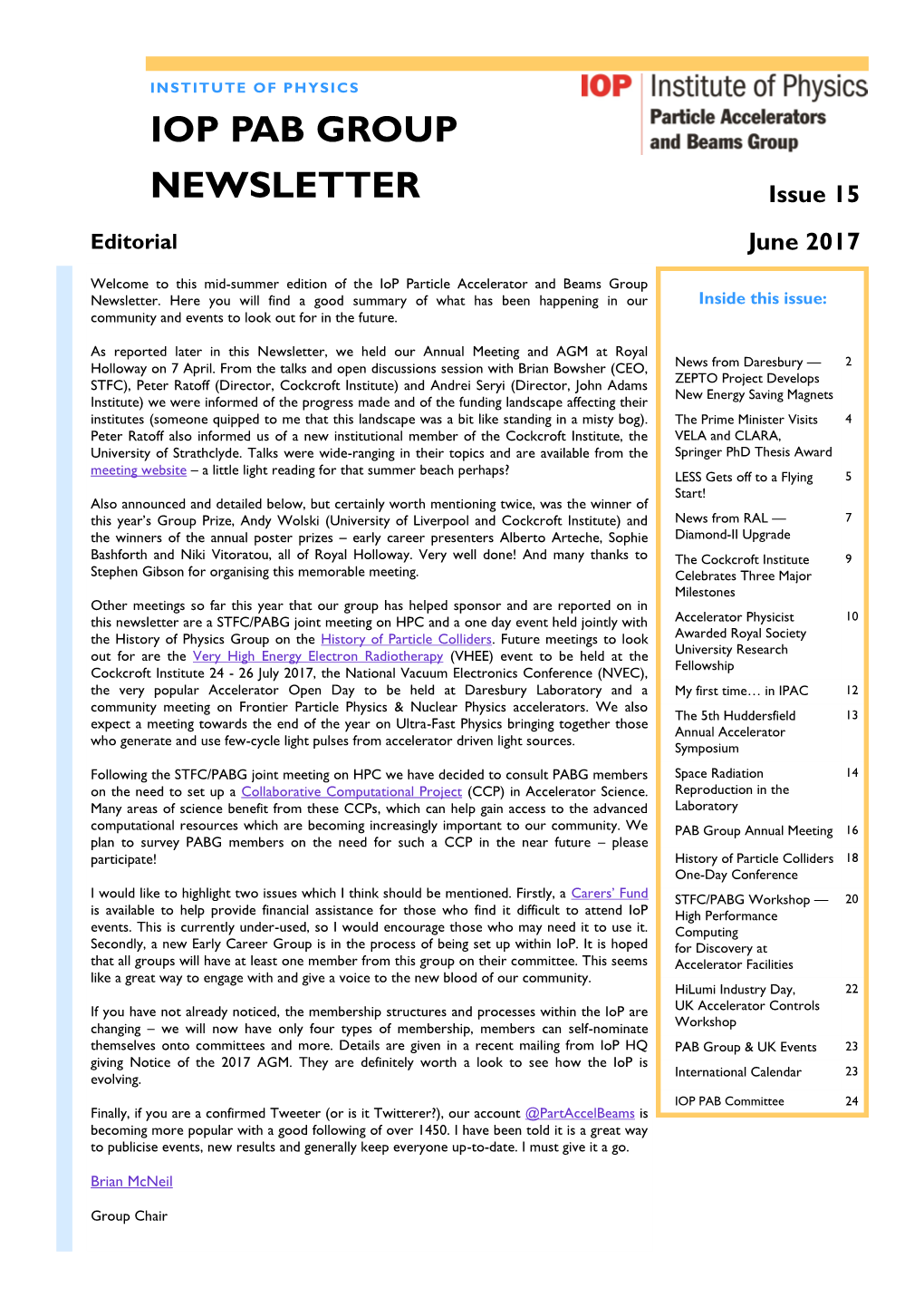 Iop Pab Group Newsletter