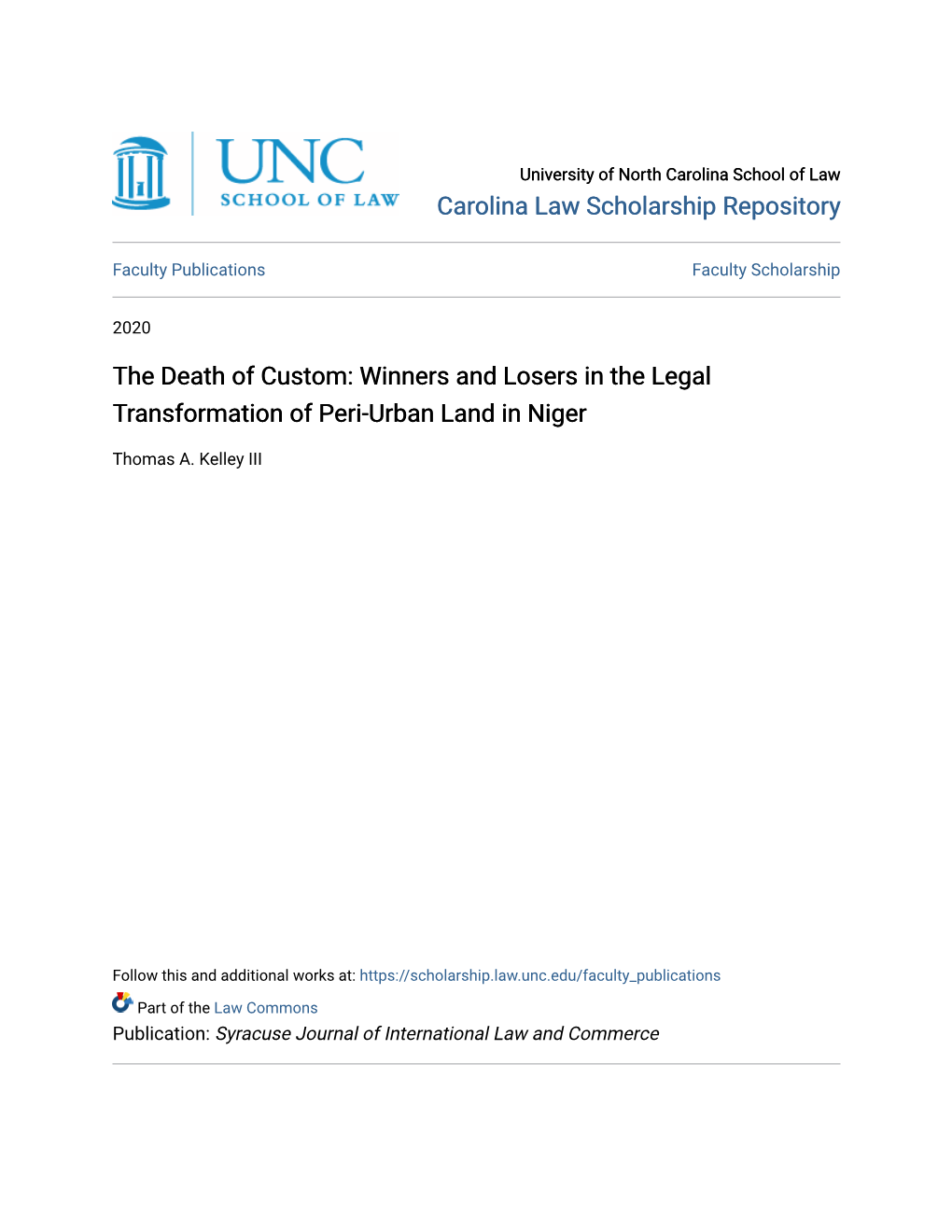 Winners and Losers in the Legal Transformation of Peri-Urban Land in Niger