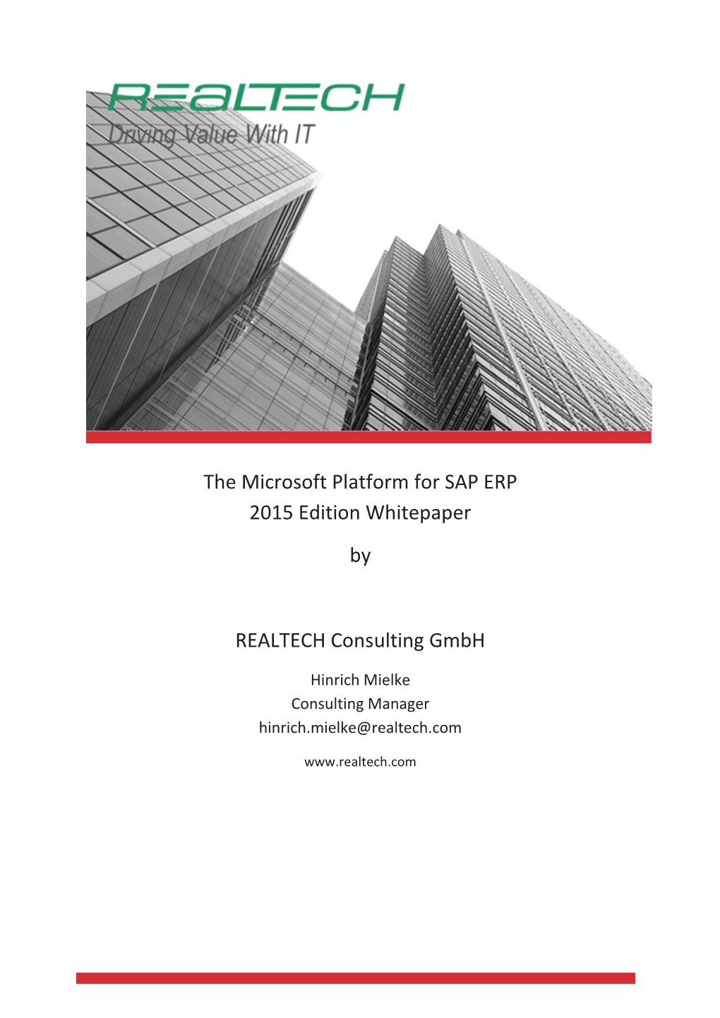 The Microsoft Platform for SAP ERP 2015 Edition Whitepaper By