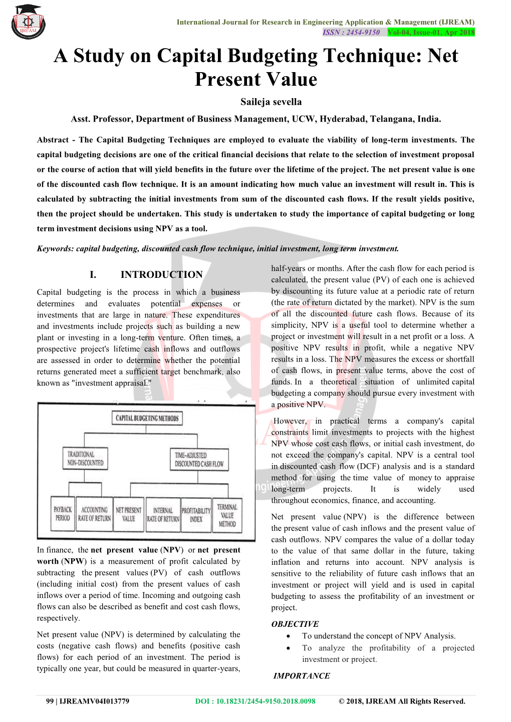 Net Present Value Saileja Sevella Asst