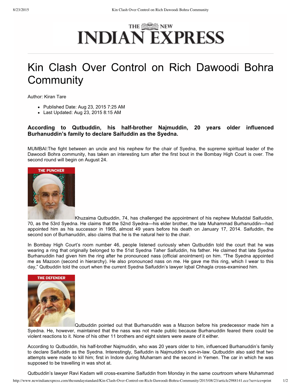 Kin Clash Over Control O...Dawoodi Bohra Community