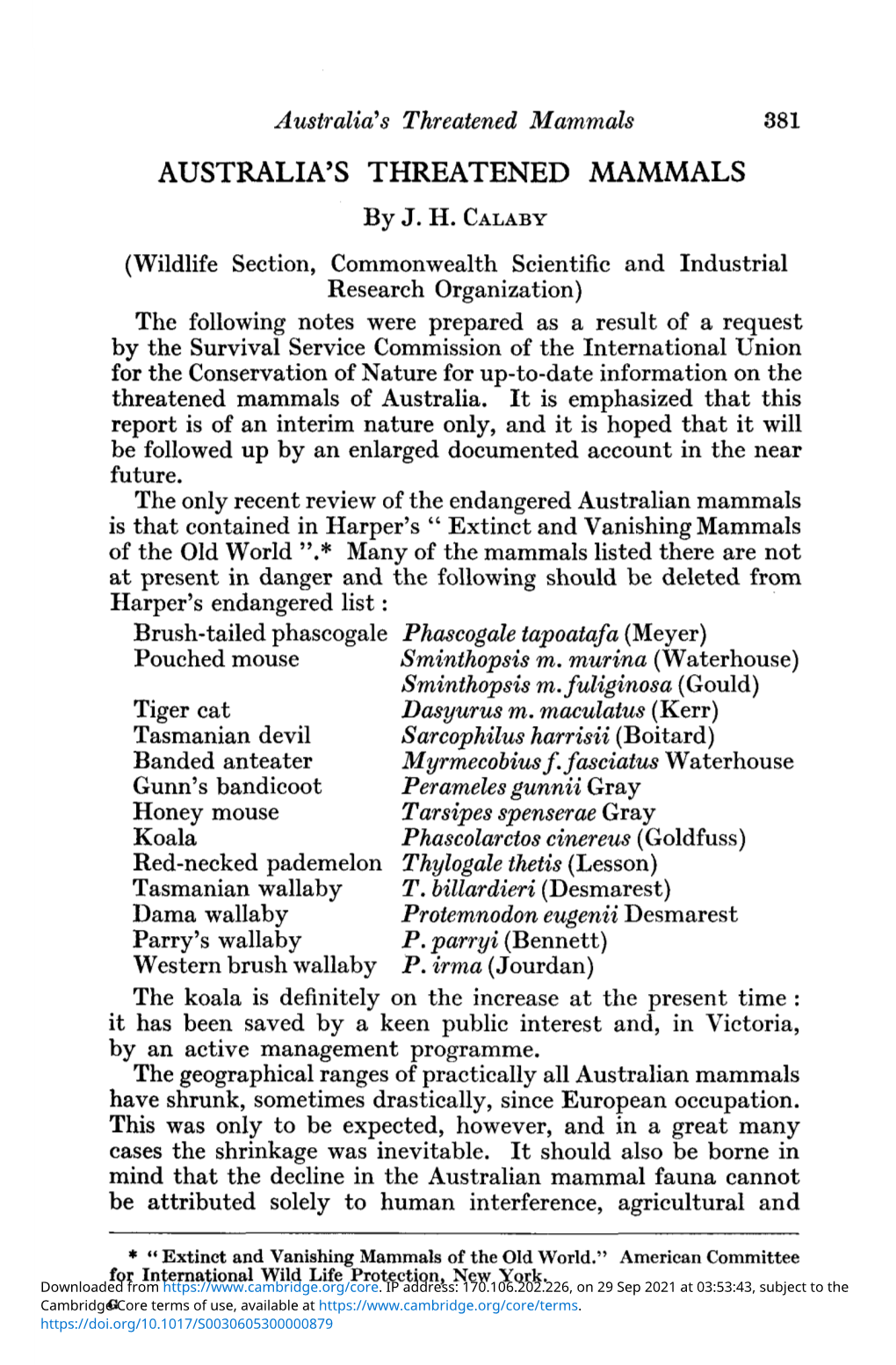 Australia's Threatened Mammals 381 AUSTRALIA's THREATENED MAMMALS