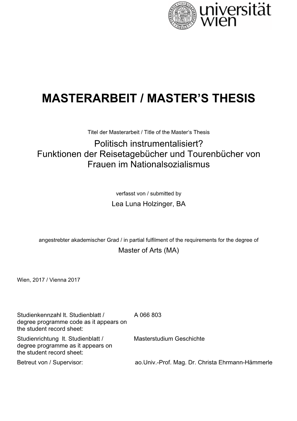 Masterarbeit / Master's Thesis