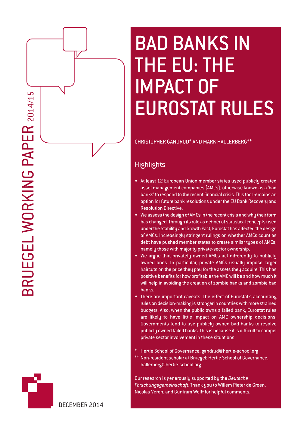 Bad Banks in the Eu: the Impact of Eurostat Rules 2014/15