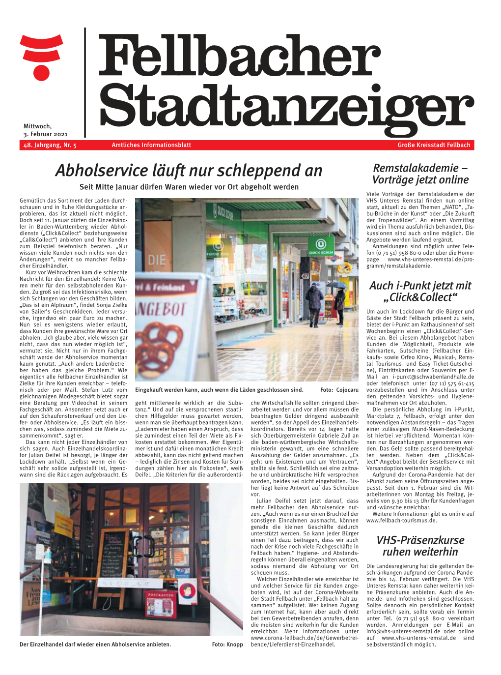 Der Fellbacher Stadtanzeiger KW5, 2021