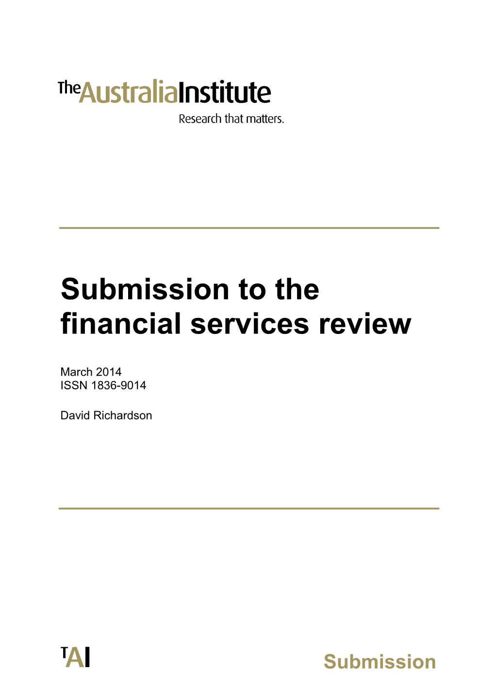 Submission to the Financial Services Review